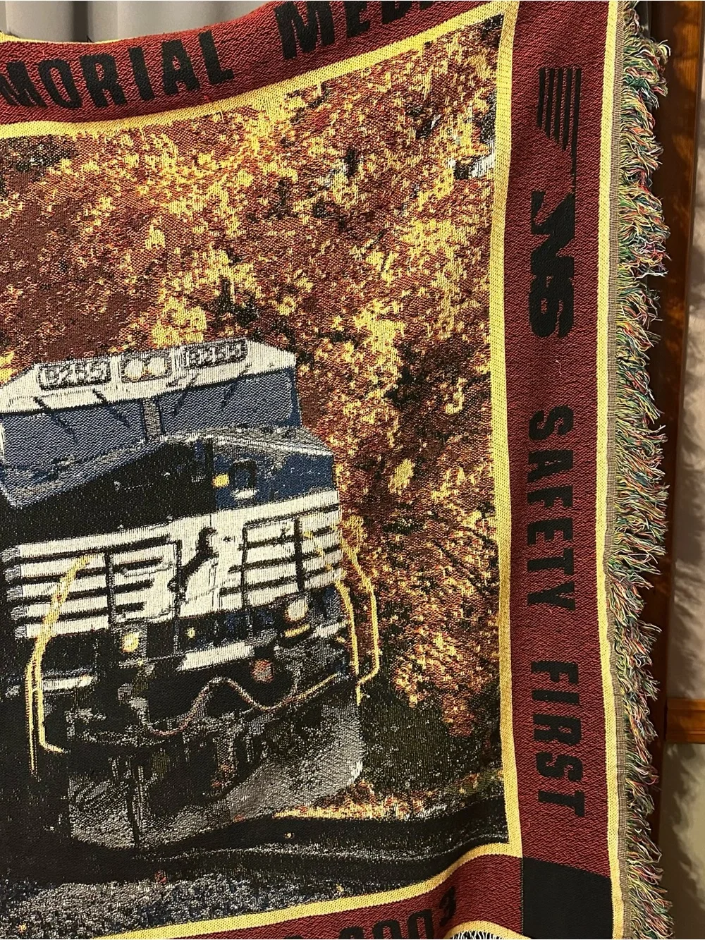 Railroad Norfolk Southern Train Tapestry Wall Hanging - Brown, Black, Gold